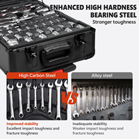 Boîte à outils avec 909 pièces, ensemble d'outils ménagers avec valise à roulettes en aluminium