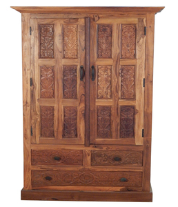Contemporary Wooden Wardrobe Almirah with Mirror Door Spacious <b>Clothes</b> <b>Storage</b> Cabinet Modern Bedroom Furniture - Product Image 5