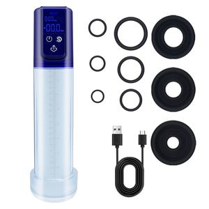 バスファン防水電動ペニスポンプスマートLCDアダルトペニスポンプ、快適なペニススリーブ付きでしっかりとした勃起、スタミナトレーニングを実現 - Product Image 1