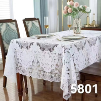Nappe de banquet de mariage personnalisable en polyester/coton non tissé, style européen, broderie lourde ajourée, dentelle, blanche, épaisse