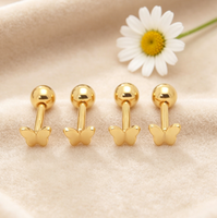 Boucles d'oreilles clous papillon tendance en acier inoxydable plaqué or pour bébés et enfants, bijoux cadeau