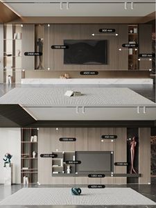 Mobile <span class=keywords><strong>TV</strong></span> a Parete Integrato Modulare con <span class=keywords><strong>Dimensioni</strong></span> Personalizzabili - Arredamento da Soggiorno in Legno Ecologico e Resistente - Product Image 4