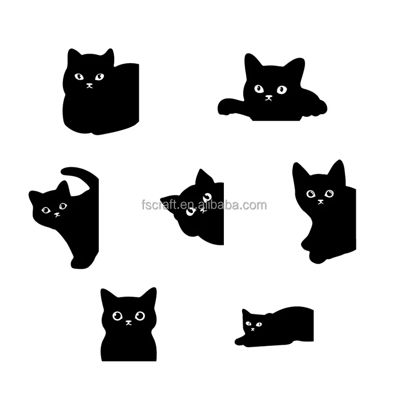 Fan Shu مجموعة الملفات المرجعية القطة السوداء اللطيفة بالجملة، كليب ورق ملف على الجانبين، حامل صفحة الكتاب، مغناطيسي، ملصفات الملفات