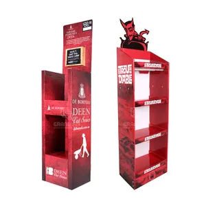 Custom Cardboard Drinks Floor Display Stand Cardboard Red Wine Point Of Purchase Cardboard Display Shelf Rack
