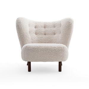 Fauteuil <span class=keywords><strong>scandinave</strong></span> moderne en laine avec pieds en bois de frêne massif, fauteuil en <span class=keywords><strong>velours</strong></span> pour salon, chaises longues pour la maison et l'hôtel - Product Image 4