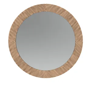 Mayco 빈티지 골동품 새겨진 대나무 효과 복제 초대형 라운드 나무 액자 거울