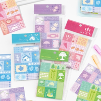 50 pièces par paquet de notes autocollantes, papier de journal artisanal, série Menthe Monsoon Raisin Glace Pilée, notes autocollantes détachables