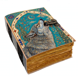 Diario de Cuero Hecho a Mano con Diseño de Lobo Uluglial, Grimoire Vintage con Papel de Borde Irregular, Libro de Sombras Gótico para Escribir y Dibujar - Product Image 3