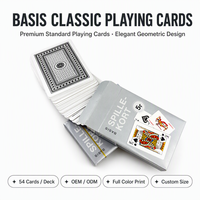 Cartes à Jouer Classiques Personnalisées OEM/ODM, Jeu de 54 Cartes, Dos Géométrique, Coins Arrondis, Finition Vernie, Tailles Personnalisées, Boîte en Papier