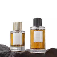 Parfum Unique de Luxe Transparent Ambre Noir Givré Vide Rond 30ml 50ml Bouteille de Parfum en Verre 100ml avec Boîte d'Emballage
