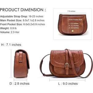Bolso Bandolera <span class=keywords><strong>de</strong></span> Cuero Genuino Vintage <span class=keywords><strong>de</strong></span> Lujo Personalizable para Mujer, Bolso Bandolera Impermeable con Hebilla, Portátil y Duradero - Product Image 2