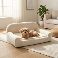 Canapé-lit de luxe en polaire Sherpa pour chien, coussin moelleux pour chat et chiot, mobilier confortable et chaud pour petits animaux avec dossier surélevé