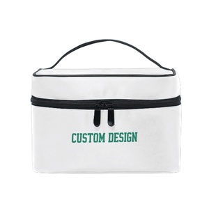 Large Capacity Turquoise Cheetah Print Custom Travel Portable Cosmetic Bags <b>Cases</b> Toiletry Bag Flip Top <b>Makeup</b> Bag with Handle - Product Image 6