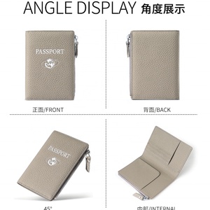 Litchi-grain Genuine Leather Multi-function RFID Passport Cover Wallet Travel Ticket Holder Protective Leather Passport Holder - Product Image 3