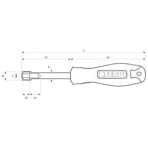 FERVI - CB02/055 Atornillador de tuercas con mango de plástico con agujero profundo-EAN 8012667289645 TOMAS CON MANGO - Product Image 2