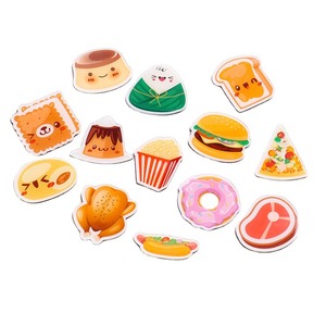 Aimant de réfrigérateur en acrylique transparent de haute qualité, imprimé avec logo personnalisé, motifs de dessins animés (pizza, donuts, hamburgers, mini-aliments) - Product Image 1
