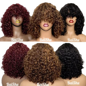 Perruques courtes bouclées africaines bon marché pour femmes avec <span class=keywords><strong>coiffure</strong></span> explosive, style brésilien et vietnamien, moelleuses et douces - Product Image 1