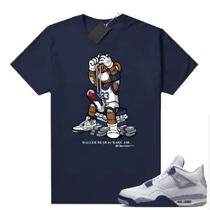 Midnight Navy 4s Unisex Shirts Sneaker Match T-Shirt Navy Baller Bär von Rare Air Men Streetwear 100% Baumwolle Grafik T-Shirts