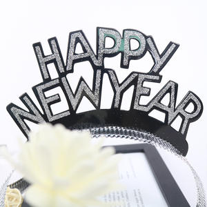 Commercio all'ingrosso felice anno nuovo 2024 d'oro fascia di carta accessori decorativi per feste per natale bomboniere a buon mercato - Product Image 3