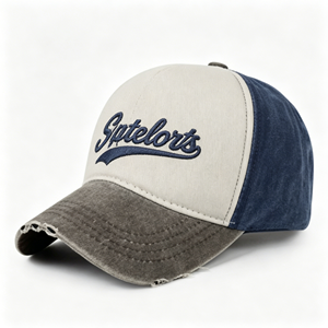 Blank Customizable Washed Color Block Baseball Cap Unisex <b>Retro</b> Embroidery Logo - Product Image 1