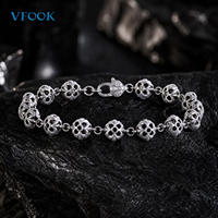 Bracelet pour homme VFOOK Jewelry, style punk oxydé, bracelet en argent sterling 925 de qualité supérieure, bracelet tendance pour le hip hop