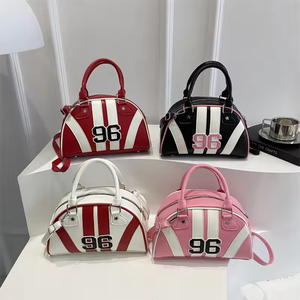 American Sports Hot Girl Style Trend Fashion Large-Capacity Casual <b>Bowling</b> Portable Women's ZIP Single Strap Cross-Body Bag - Product Image 1