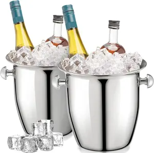Lüks 3L buzluk çanta kova paslanmaz çelik şampanya kovası partiler için şarap soğutucu kova Chiller Metal içecek buz küvet