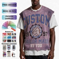 Camiseta sin mangas vintage al por mayor para hombre, 100% algodón, de alto gramaje, desgastada, con lavado ácido, corte regular formal, personalizada
