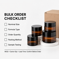 Pot cosmétique en verre ambré de 5g, 10g, 20g, 30g, 50g avec couvercle à vis noir pour crème, baume, échantillons de soins de la peau