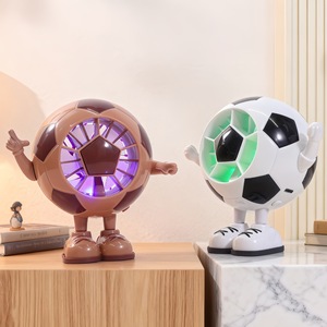 Ventilateur de table portable créatif pour fan de football avec lumière LED, rechargeable par USB, pour enfants, cadeau rafraîchissant, corps en plastique de 6,9 pouces - Product Image 4