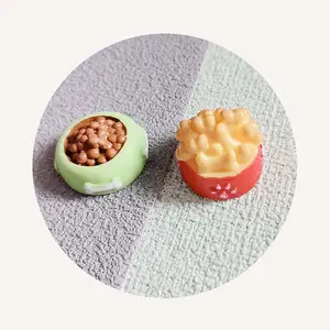 100 buah miniatur anjing kucing makanan 3d, mangkuk Resin kartun Peri Taman Miniatur rumah boneka DIY