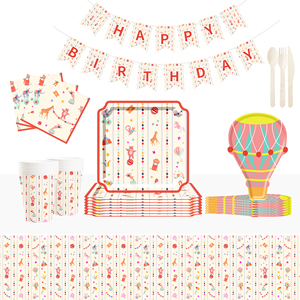 DAMAI - Decoración para Fiestas de Carnaval, Tema de Circo, Platos y Servilletas de Papel para Cumpleaños, Juego con Vasos y Pajitas para 8 Personas - Product Image 1