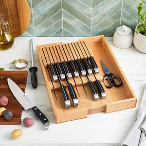 <b>Kitchen</b> Knife <b>Storage</b> <b>Box</b> Wooden Drawer Organizer Expandable Rectangular Tidy Design For <b>Kitchen</b> Use - Product Image 4
