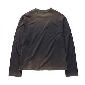 Camisetas de <span class=keywords><strong>Manga</strong></span> <span class=keywords><strong>Larga</strong></span> para <span class=keywords><strong>Hombre</strong></span>, Corte Cuadrado, Oversize, de Algodón 100% Personalizado, con Lavado Ácido, Estampado Puff y Efecto Desgastado, Color Negro - Product Image 2