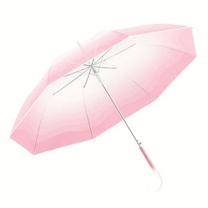 Nuevo Paraguas de Lluvia Transparente con Degradado, Moderno, para Estudiantes, con Mango Largo, Reforzado, Semiautomático, con Varilla Recta, Logotipo Personalizado - Product Image 1