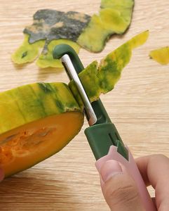 Couteau à éplucher et éplucheur de fruits/melons 2-en-1 en acier inoxydable avec manche en bois, ambidextre, multi-usages pour la cuisine domestique - Product Image 4