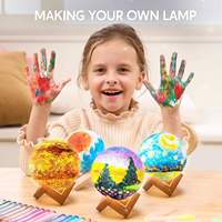 Créativité DIY Lampe de nuit 3D en forme de lune Lampe de galaxie pour enfants Kit d'artisanat Peignez votre propre lampe de lune en plastique