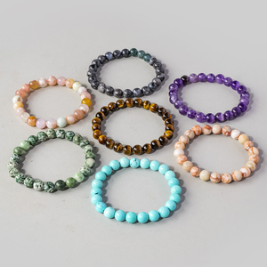 Bracelet en perles de cristal poli 8 mm PowerCrystal Unique, style bohème, pierres précieuses de plage, tendance mode, cadeau de mariage, taille unique - Product Image 4