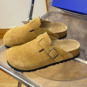 Sandalias planas personalizadas para exteriores, zapatillas deportivas, mules, zuecos Boston de cuero auténtico y ante, con plantilla de corcho para mujer, zuecos sólidos, zapatos para hombre - Product Image 2