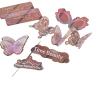 Boîte à gâteau papillon rose originale Duoman pour la fête des mères, décoration alimentaire avec carte insérée transparente