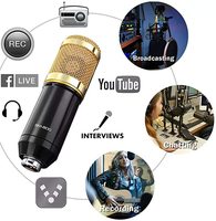 BM 800 Microphone à condensateur Bundle Microphone de Studio professionnel Kit de carte son en direct pour l'enregistrement sur ordinateur Podcast