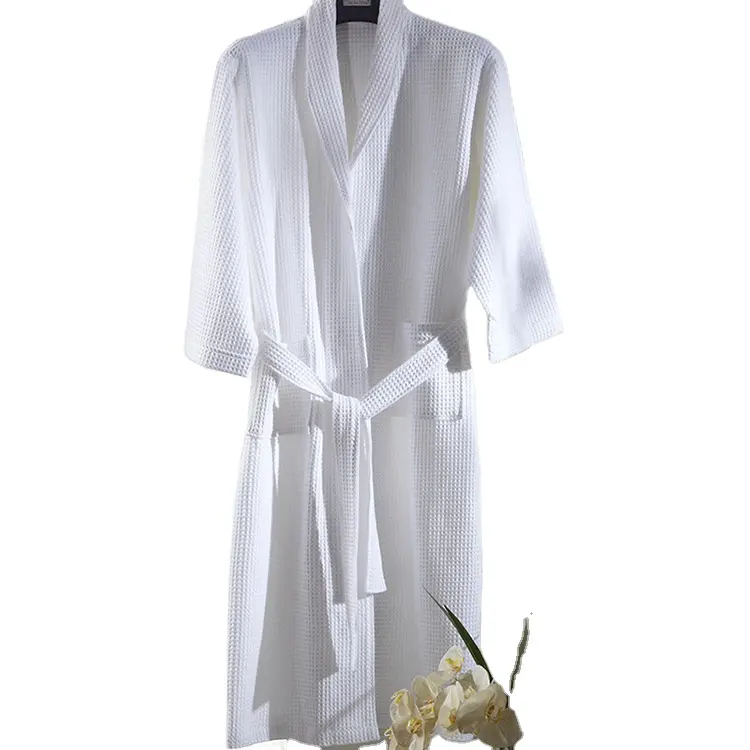 Sales promotion high quality original design star hotel Unisex 100% cotton waffle bathrobe breathe freely bath robe