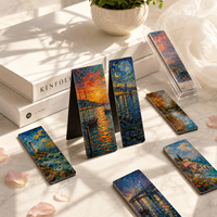 Marcadores de Libros Magnéticos Personalizados al por Mayor, Marcadores de Libros con Diseño de Paisajes Impresos en Papel, Regalo Promocional para la Escuela, Oficina y Lectura