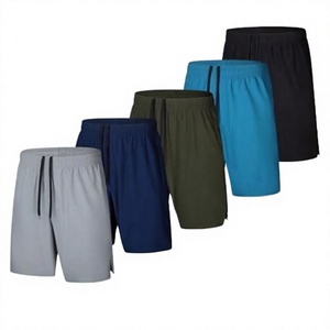 Shorts de sport respirants à séchage rapide pour hommes, en maille tricotée unie, taille mi-haute, avec cordon de serrage, pour la course, le fitness, l'entraînement et l'usage quotidien - Product Image 3