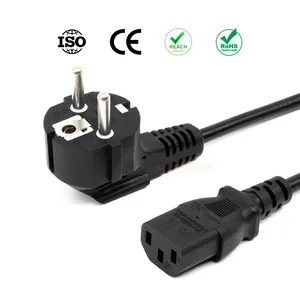 EU IEC C13 to 3 pin plug 6 FT Power Cord approvals Suitable for use as a Europe PC Computer Power Cord