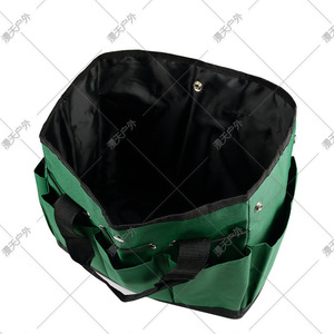 Garden <b>Tool</b> Bag Oxford Cloth 10-14 Pockets Double Handle Portable Toolkit <b>Storage</b> Bag Dark Green And Khaki - Product Image 4