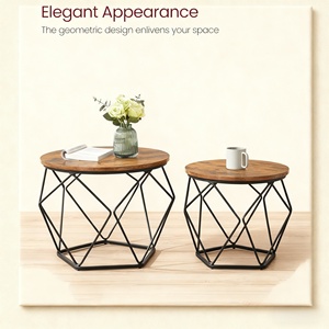 Vendita calda robusto rustico <span class=keywords><strong>marrone</strong></span> rimovibile rotondo moderno in metallo e legno tavolino da caffè per soggiorno camera da letto balcone - Product Image 3