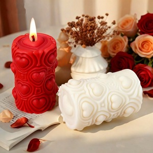 Rose Relief Heart Cylindrical <b>Candle</b> <b>Mold</b> DIY Love Craft Soap <b>Mold</b> for Valentine'S Day - Product Image 2