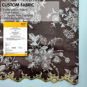 Kain berkualitas tinggi 115gsm 100% Poliester dengan pola Herringbone mewah, dicetak digital dan di-bordir untuk pakaian Islam. - Product Image 2