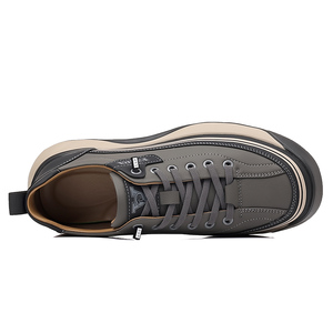 Men's Leather Platform Casual Sneakers, Quick-Lace Fashion <b>Chunky</b> Walking Shoes for Daily Wear - Product Image 3